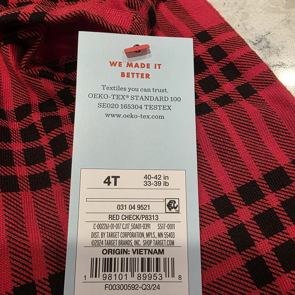 Cat & Jack Buffalo Plaid Long Sleeve Dress Size 4T NWT!